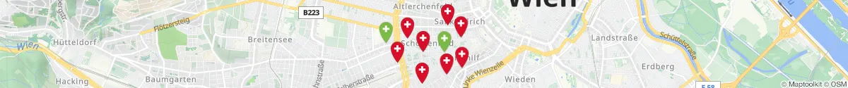 Kartenansicht für Apotheken-Notdienste in der Nähe von 1070 - Neubau (Wien)